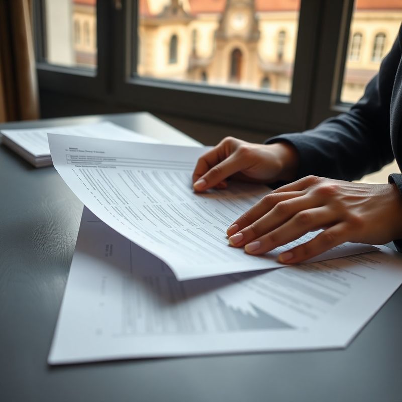 Ruce prohlížející stránky finančního plánovacího dokumentu na pracovním stole