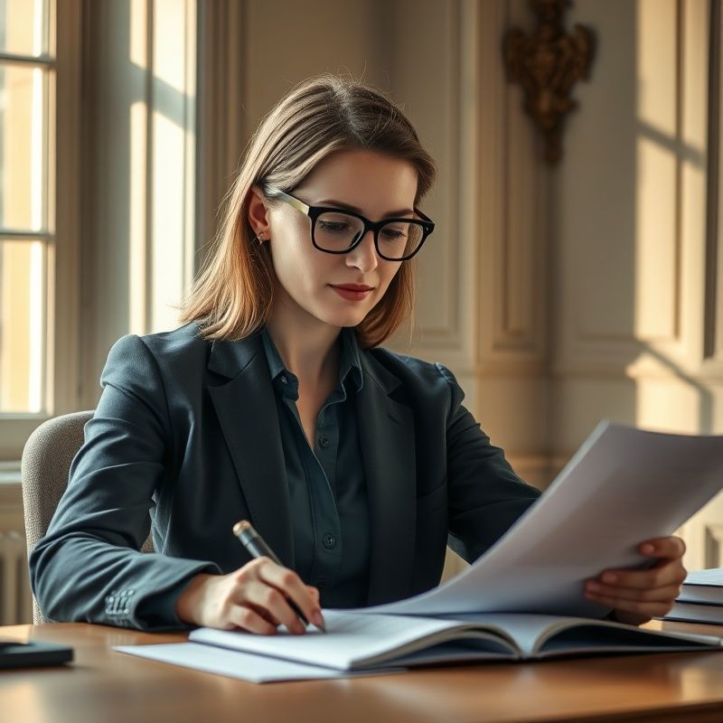 Poradce Malý Studio prohlíží finanční dokumenty u pracovního stolu